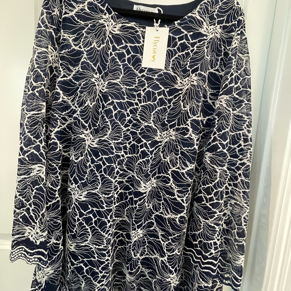 Midnight Blue and Cream Lace Top Fly Curvy